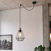 Lampa wisząca czarna/patyna druciany klosz Primo P 31-00279