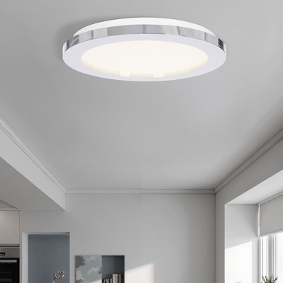 Plafon do łazienki PIXEL minimalistyczny – srebrny chromowany 22,5 cm - okrągły plafon LED z funkcją ściemniania 3000K 12W IP441