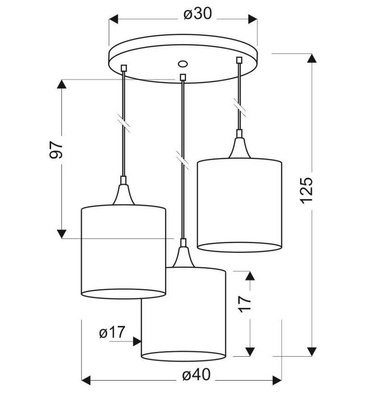 Hanging lamp black plate 3xE14 Long 33-73969