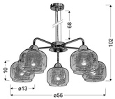Suspension abat-jour chromé avec panier 5x40W Ray Candellux 35-67098
