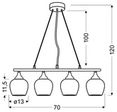 Lampă cu suspensie abajur din sticlă 3D cromată reglabilă Sirius Candellux 34-59628