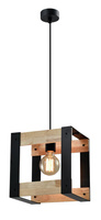 Lampa wisząca czarna metalowa + drewno 40W E27 Varna 31-78513