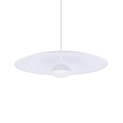 Pendant lamp LUND 48 cm minimalistic white plate shade Scandinavian lamp for dining room and living room LED