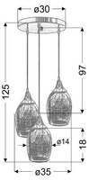 Hanging lamp chrome mirror shades 3x60W Marina Candellux 33-60181