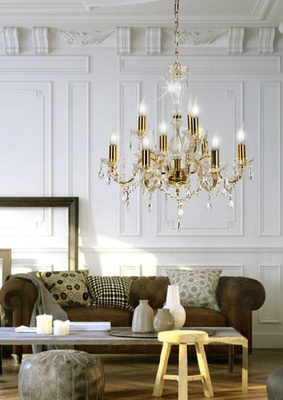Goldkristall-Kronleuchter 62 cm 9xE14 Maria Teresa 39-95841