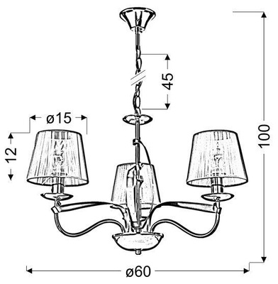 Lampa wisząca chrom / złoty nitkowy abażur 3x40W Diva Candellux 33-55057