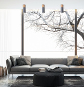 Lampa sufitowa tuba szaro-drewniana natynkowa GU10