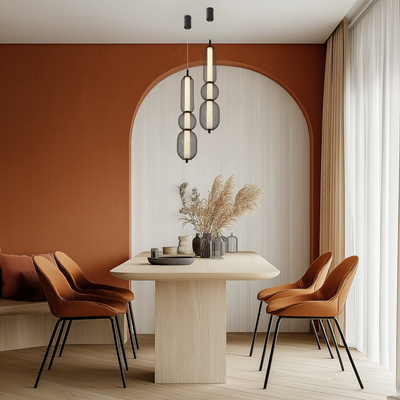 Pendant wire lamp PUMA with elongated shade 14 x 71 cm designer living room lighting LED 3000K