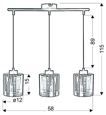 Chrome hanging lamp with a glass shade 3D 3x40W Nocturno Candellux 33-57709