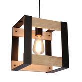 Hängelampe aus schwarzem Metall + Holz 40W E27 Varna 31-78513