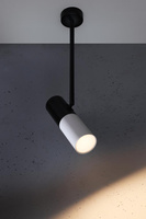 Lampa wisząca tuba regulowana czarno-biała GU10