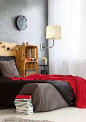 Chrome wall lamp with woven lampshade E14 40W lamp Estera Candellux 21-11473