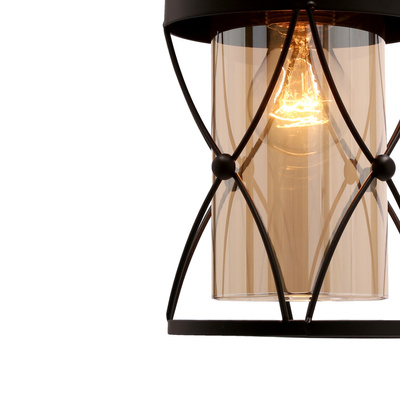 Agar suspension noire E27 avec abat-jour ambre 31-09579