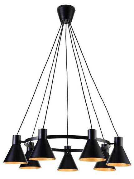 Lampe suspendue plafond noir et or mat 7x40W Plus Candellux 37-71170