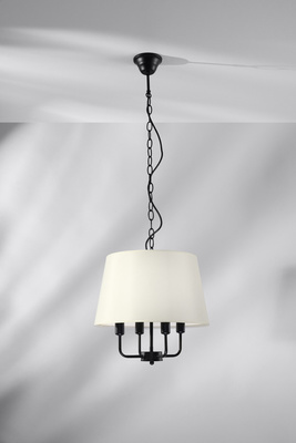 Pasteri suspension noir mat 4x40w e14 abat-jour beige 31-01368