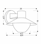 Cosmos lampa ogrodowa kinkiet 26x17cm czarny 1x40W E27 kosz okrągły IP44