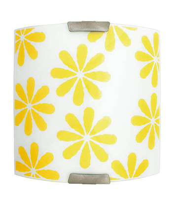 Plafonnier blanc à fleurs carrées jaunes Lucy 10-62239
