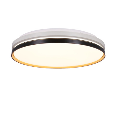 Montana Deckenleuchte Schwarz+Weiß+Gold Plafond 24W LED 40 cm weißer Schirm