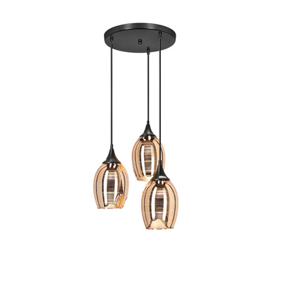 Hanging lamp black and copper with mirror shades 3x60W Marina Candellux 33-51608