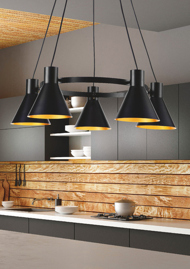 Hanging lamp black and gold matte ceiling 5x40W More Candellux 35-71163