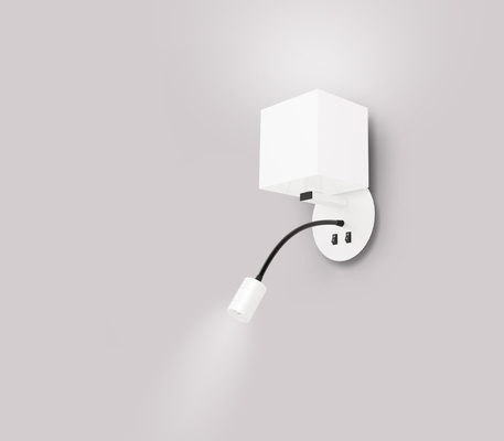White hotel wall lamp with LED reading lamp Magnum Candellux 21-75659