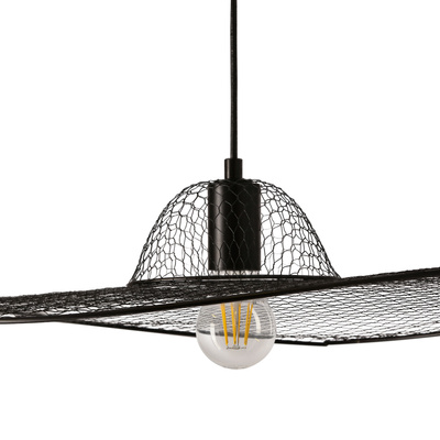 Lampa wisząca DECO designerska – czarny klosz kapelusz – nowoczesne oświetlenie salonu i sypialni E27