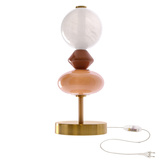 FLORES table lamp brass brown 10W LED 3000K white shade