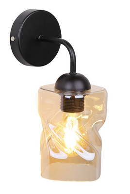 Wall lamp black with amber glass shade Felis 21-00163