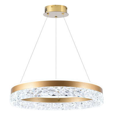 Hanging lamp FROZI in glamour style gold shade with crystals elegant and modern LED living room lighting