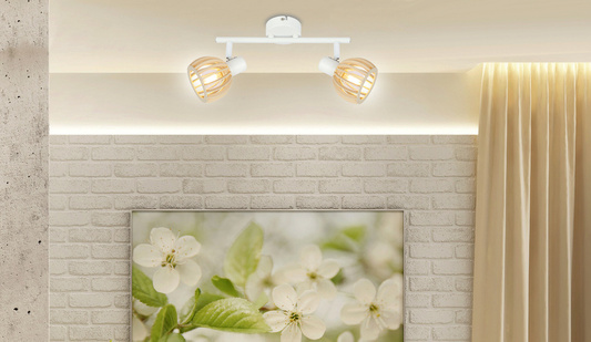 Bandă de perete 2X25W E14 alb + lemn ATARRI 92-68088