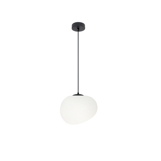 Lampa wisząca STONES 20 cm w stylu Japandi - z białym kloszem inspirowanym kamieniem - minimalistyczne oświetlenie sufitowe do salonu E27
