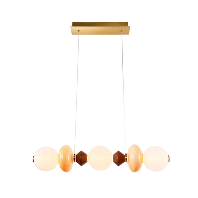FLORES pendant lamp brass brown orange 20W LED 3000K white shade