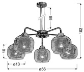 Hanging lamp chrome shade with basket 5x40W Ray Candellux 35-67098