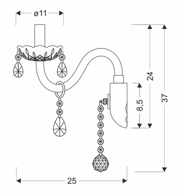 Applique murale unique en or avec cristaux Maria Teresa Candellux 21-95742