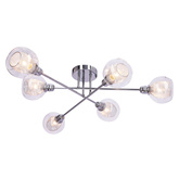 Plafoniera cromată cu abajur de sticlă și coș 6x40W Dixi Candellux 36-61362