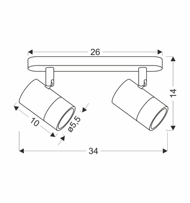 Lampa sufitowa Tobi listwa ze szklanymi kloszami 2-punktowa do salonu metalowa