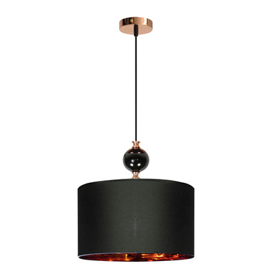 Lampa wisząca z abażurem Melba czarna z miedzianym wnętrzem nowoczesna