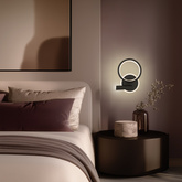 MONET wall lamp round black 16W LED 4000K white shade