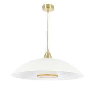 DUETTO lampa wisząca satynowy złoty 1x40W E27 klosz biały+biały z paskiem złotym