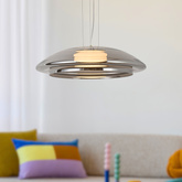 Suspension Ombre 34 en verre pour table de salon avec abat jour fumé