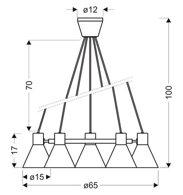 Lampă suspendată tavan negru și auriu mat 5x40W Mai mult Candellux 35-71163