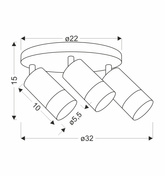 Lampa sufitowa Conti reflektor regulowana 3-punktowa do salonu metalowa