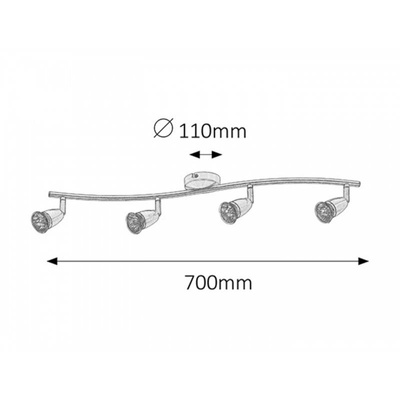 Spot normand gu10 4x50w chrome satiné