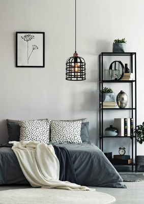 Lampa suspendata neagra / cupru metal 40W E27 Soleto 31-78452