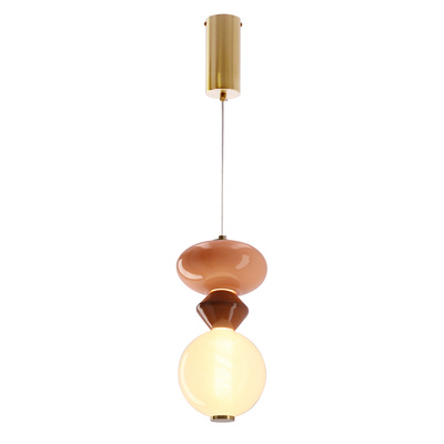 Lampa wisząca Flores ceramiczna pomarańczowy i brązowy klosz 10W LED 3000K designerska