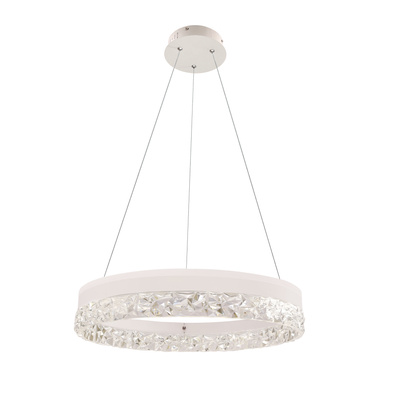 Pendant lamp FROZI in glamour style white shade with crystals elegant and modern LED living room lighting