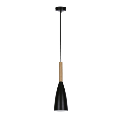 Hanging lamp black + wood Trosa Ledea 50101264