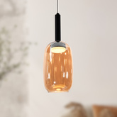 Suspension Bueno verre abat jour ambre simple GX53