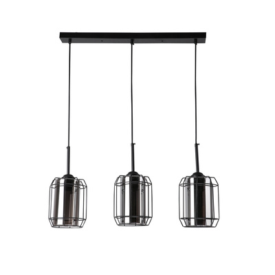 Jonera lampa wisząca czarny 3x40 E27 klosz dymiony 33-08435