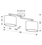 Plafoniera cromată 2x40W abajur din material Ban Candellux 32-70777